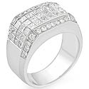 3.5CT Princess Round Diamond Fashion Men Diamond Ring W Gold