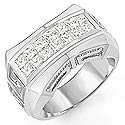 1.85 Ct Princess Cut Men Diamond Ring Fashion Band W Gold