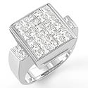 3 Ct Princess Cut Men Diamond Ring Fashion Band W Gold