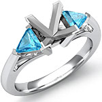 1/2 CT Aquamarine three Stone Diamond Ring Princess Setting