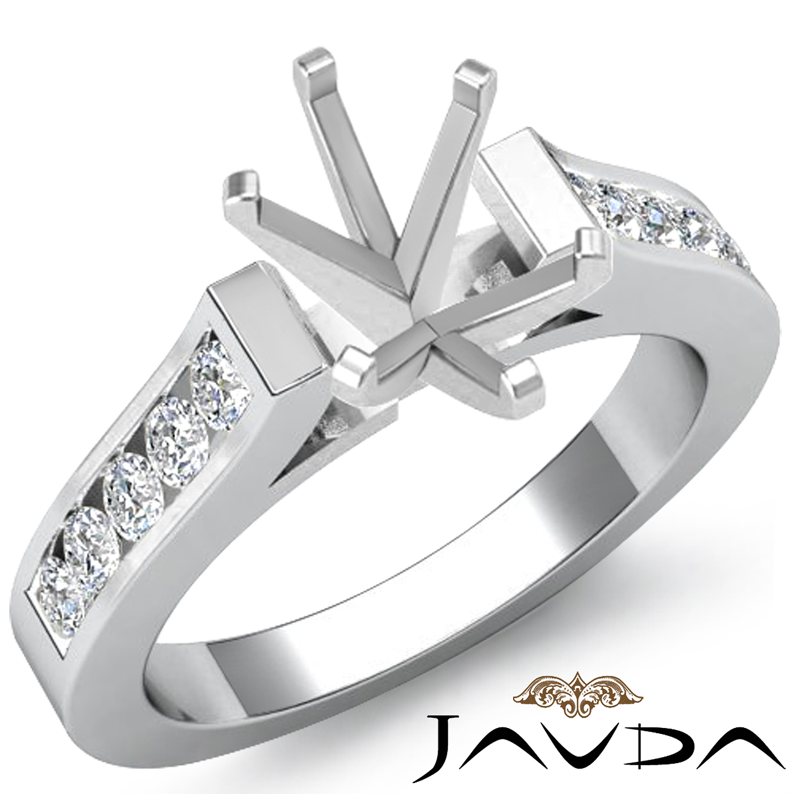 Oval Diamond Engagement Ring Channel Setting Platinum 950 Semi Mount 0