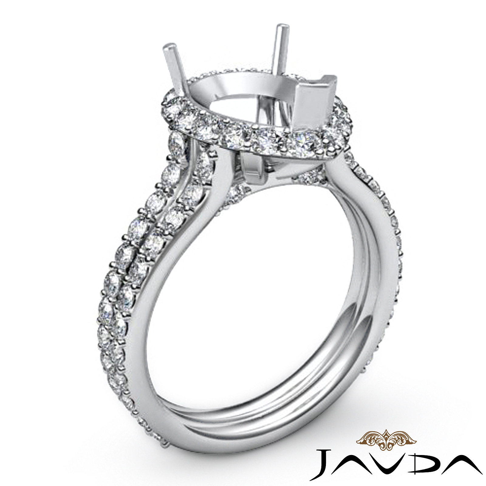 Pear Shape Semi Mount Diamond Engagement Ring 18k White Gold Halo Setting 1.3Ct eBay