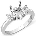 0.55 Ct Princess Diamond 3 Stone Anniversary Ring Setting 14k W Gold