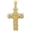 14k Yellow Gold Jesus Crucified Diamond Cut Cross Charm