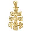 14k Yellow Gold Diamond Cut Cross Religious Pendant
