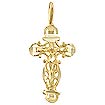 14k Yellow Gold D/Cut Jesus on Cross Religious Pendant