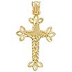 14k Yellow Gold Diamond Cut Jesus on Cross Pendant