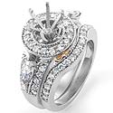 1.75 CT Round & Marquise Diamond Engagement Ring & Band WG
