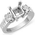 1CT Princess Round Diamond 3STone Anniversary Ring Set W Gold