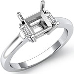 0.15 Ct Princess Diamond 3 Stone Engagement Ring Setting 14k W Gold