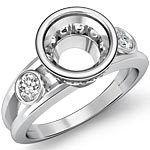 .5Ct Round Bezel Set Diamond Engagement Ring Setting 14k W Gold