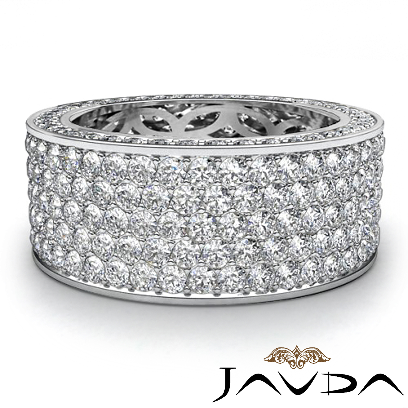 Women's Eternity 5 Row Band Pave Set Diamond Engagement Ring 14k White