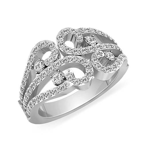 1 CT Round Diamond Women Right Hand Fashion Ring W Gold