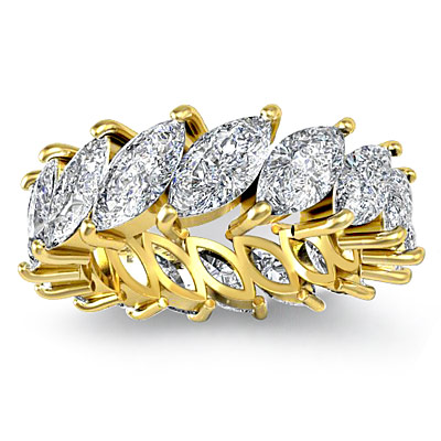 Yellow Diamond Wedding Band on Marquise Cut Diamond Eternity Wedding Band Ring 18k Gold  5 3ct  Tw