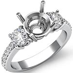 0.40Ct Round Diamond 3 Stone Engagement Ring Setting 14k W Gold