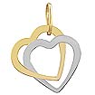 14k Solid Yellow White Gold Heart Pendant Italian Charm