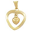 14k Solid Yellow Gold Dangle Heart Pendant Charm Italy