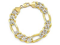 14k 2Tone Gold Men Solid Figaro Bracelet (13.10mm,8.50