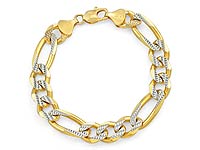 14k 2Tone Gold Men Solid Figaro Bracelet (11.6mm,8.50