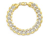 14k 2Tone Gold Men Solid Figaro Bracelet (10.8mm,8.50
