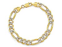 14k 2Tone Gold Men Solid Figaro Bracelet (9.6mm,8.50