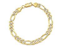 14k 2Tone Gold Men Solid Figaro Bracelet (8mm,8.50