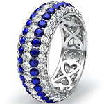 4 CT Round Eternity Wedding Ring Sapphire Diamond Anniversary Band 14k White Gold