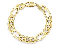 14k Yellow Gold Men Solid Figaro Bracelet (11.7MM,8.50