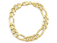 14k Yellow Gold Men Solid Figaro Bracelet (10.5MM,8.50