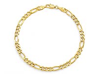 14k Yellow Gold Men Solid Figaro Bracelet (4.6mm,7