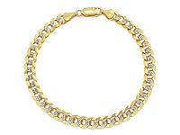 14k 2Tone Gold Men Solid Cuban Bracelet (4.8mm,7