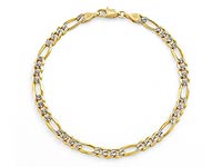 14k 2Tone Gold Men Solid Figaro Bracelet (4.50mm,7