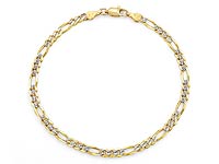14k 2Tone Gold Men Solid Figaro Bracelet (3.80mm,7