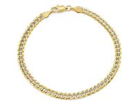 14k 2Tone Gold Men Solid Cuban Bracelet (4.5mm,8.5
