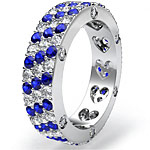 3.6 Ct Sapphire Diamond Eternity Pave Ring 14k Gold Wedding Band