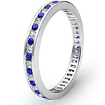 0.6 Ct. Round Sapphire Diamond Women Eternity Band in 14k W Gold