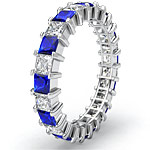 2.9 Ct Princess Sapphire  Diamond Wedding Ring Eternity Band W Gold