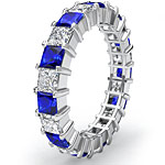 4 Ct Princess Cut Sapphire Diamond Eternity Wedding Band Ring W Gold