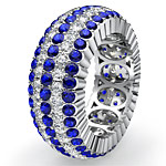 3.8 Ct Round Pave Sapphire Diamond Eternity Anniversary Ring Band W Gold