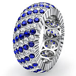 3.7 Ct Round Pave Sapphire Diamond Eternity Anniversary Ring Band W Gold
