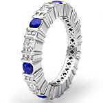 1.8Ct Round Sapphire Diamond Eternity Wedding Band 14k White Gold Ring