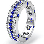 3.6 Ct Sapphire Diamond Eternity Pave Ring 14k Gold Wedding Band
