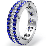 3.7 Ct Sapphire Diamond Eternity Pave Ring 14k Gold Wedding Band