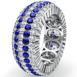 3.61 Ct Round Pave Sapphire Diamond Eternity Anniversary Ring Band W Gold