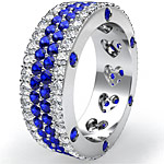 4.8Ct Sapphire Diamond Eternity Women's Band 14k White Gold
