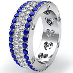 4.7Ct Sapphire Diamond Eternity Women's Band 14k White Gold