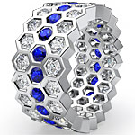 3.5 Ct Round Sapphire Diamond Eternity Anniversary Ring Band W Gold
