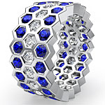 3.7 Ct Round Sapphire Diamond Eternity Anniversary Ring Band W Gold