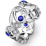 0.5 Ct Round Sapphire Diamond Eternity Wedding Ring Band W Gold