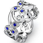 0.6 Ct Round Sapphire Diamond Eternity Wedding Ring Band W Gold